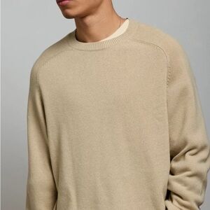 AE77 Premium Cashmere-Blend Crew Neck Sweater Soft Oat Size XL